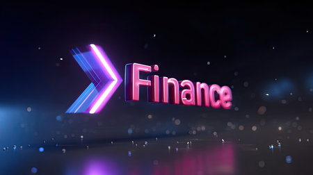 A vibrant and dynamic finance symbol glowing with colorful effects, perfect for themes related to business, investment, and economic growth in digital media.の素材