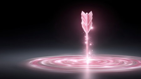 A captivating image of an ethereal arrow piercing through soft glowing ripples, surrounded by a mystical ambiance. This enchanting design combines elegance and fantasy, perfect for creative projects.の素材