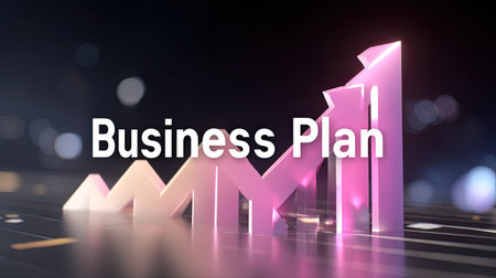 A visually striking representation of a business plan, showcasing a growing chart design that symbolizes financial growth and strategic planning for success.の素材