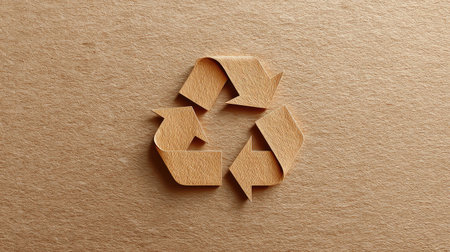 This image features a textured background with a handcrafted recycling symbol, emphasizing sustainability and eco-conscious design in modern materials.の素材