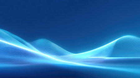This mesmerizing image features serene blue waves interwoven with soft light effects, perfect for creating a calming backdrop or enhancing digital artwork.の素材
