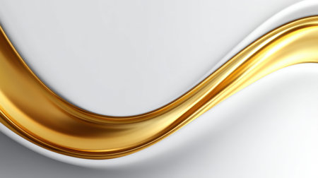 This image features a smooth, elegant gold wave on a pristine white background, embodying luxury and sophistication perfect for modern design projects.の素材