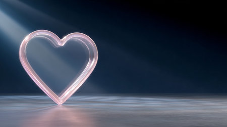 A glowing heart hologram projected against dark background creates captivating and romantic atmosphere. soft light enhances elegance of heart shape, making it perfect symbol of love and affectionの素材