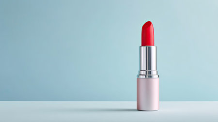 Capture the essence of beauty with this striking photograph of bold red lipstick against a soft background, perfect for promotional material in the cosmetic industry.の素材