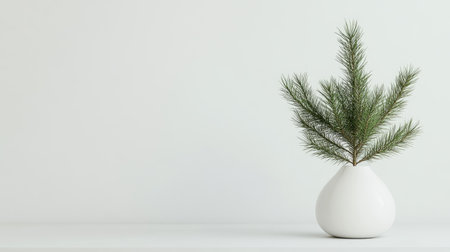 A minimalist arrangement featuring a green plant in a sleek white vase, perfect for enhancing home decor and creating a serene atmosphere.の素材