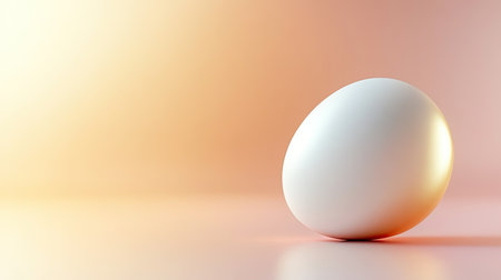 A simple yet elegant white egg resting on a soft gradient background. This minimalist image highlights beauty in simplicity, perfect for food or design themes.の素材