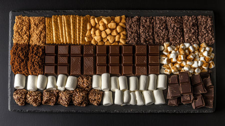 A beautifully arranged platter of assorted chocolates and sweets, showcasing a variety of textures and flavors, perfect for dessert lovers and celebrations.の素材