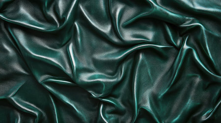 A captivating close-up of deep green satin fabric, showcasing its smooth texture and rich color. Ideal for fashion, design, and luxury themes.の素材