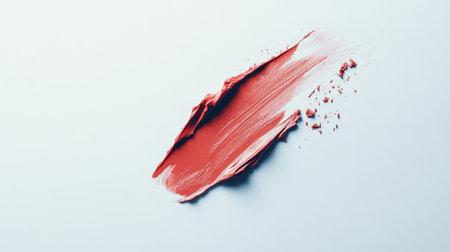 Striking red paint stroke on a light background, showcasing a vibrant texture that adds depth and creativity, perfect for artistic projects.の素材
