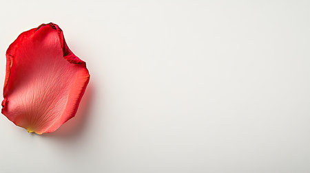 A vibrant single red rose petal rests against a soft background, showcasing its delicate texture and romantic beauty. Perfect for floral themes.の素材