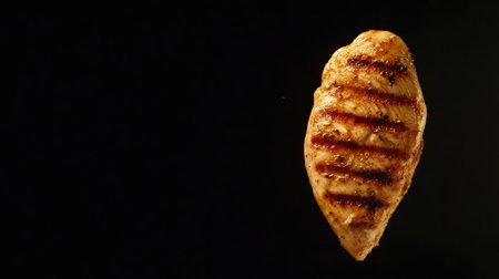 This image showcases a delicious grilled chicken breast with distinctive grill marks, perfect for promoting healthy meal options, cooking techniques, and culinary delights.の素材