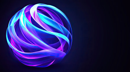 A captivating abstract artwork featuring colorful light swirls over a dark background. This design evokes a sense of movement and energy, suitable for various creative projects.の素材