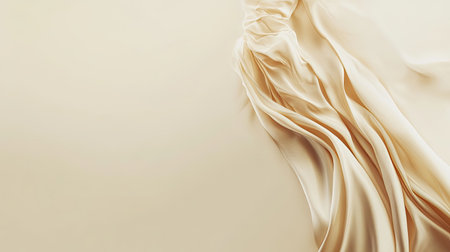 This image showcases an elegant cream fabric draped gracefully over a soft background, capturing the beauty of texture and movement in a minimalist style.の素材