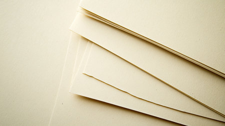 A collection of soft, beige paper sheets stacked together, creating a minimal and elegant background ideal for various creative projects and designs.の素材