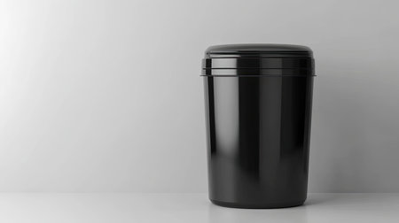 A sleek black container set against a minimalist background, ideal for storage solutions in modern homes or offices, emphasizing clean lines and functional design.の素材