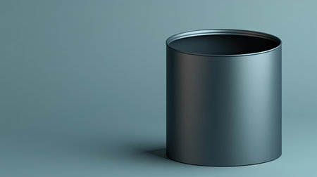 This image showcases a sleek metallic cylinder positioned against a soft blue background, ideal for modern design projects and artistic compositions.の素材
