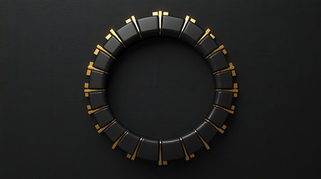 Stunning circular ornament showcasing a black and gold color scheme, perfect for elegant designs, creative projects, and enhancing modern decor aesthetics.の素材