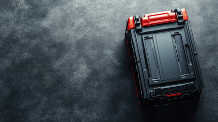 High-quality tool storage chest featuring a black and red design, perfect for organizing tools and accessories in workshops, job sites, and home improvement settings.の素材