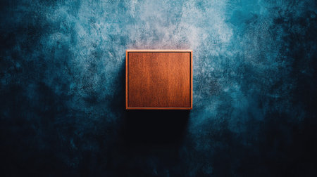 A beautifully crafted wooden box showcased on a textured blue background, ideal for enhancing home decor or as a stylish gift presentation with artistic appeal.の素材