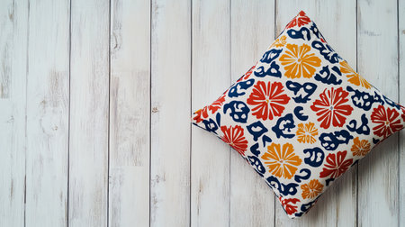 A vibrant floral decorative cushion adds a touch of warmth and style to any interior. Perfect for enhancing cozy spaces while showcasing modern design sensibilities.の素材