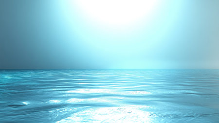 Capture the serene beauty of tranquil ocean waters under a bright sky, showcasing gentle waves and soft light, creating a peaceful and relaxing atmosphere.の素材