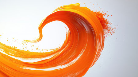 A striking wave of orange paint flows elegantly, showcasing dynamic motion and vibrant splashes, ideal for creative projects and artistic expressions.の素材