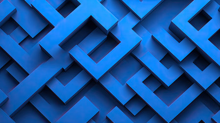 Eye-catching abstract geometric pattern in deep blue tones, featuring intricate three-dimensional shapes and visually striking textures, ideal for various digital applications.の素材