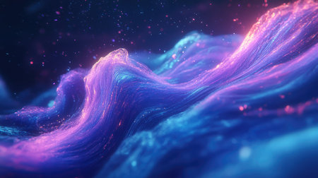 Discover a captivating scene of colorful waves filled with luminous light and an enchanting atmosphere, ideal for artistic projects and digital creations.の素材