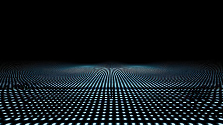 Stunning abstract background featuring glowing blue dots arranged in a dynamic pattern on a dark surface, perfect for modern digital designs and creative projects.の素材
