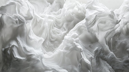 A mesmerizing composition of abstract white waves that captures fluid motion and elegant textures, perfect for artistic backgrounds or contemporary design applications.の素材