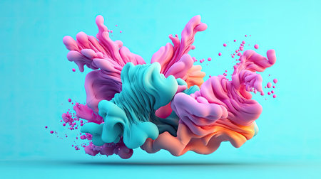 Explore this vibrant abstract artwork featuring fluid shapes in pink and blue, creating a dynamic, textured visual ideal for modern design and artistic expression.の素材