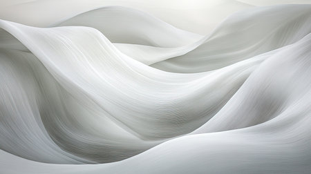 This abstract image showcases soft white waves flowing gracefully, creating a serene and minimalist composition for modern artistic expressions and design projects.の素材