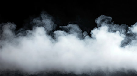 An ethereal image showcasing white smoke rising against a dark background, creating a dramatic and abstract atmosphere ideal for various creative projects.の素材