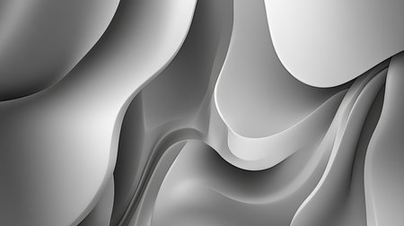 A captivating abstract image featuring smooth, flowing gray waves that create a modern and sophisticated background suitable for various design projects and artistic themes.の素材