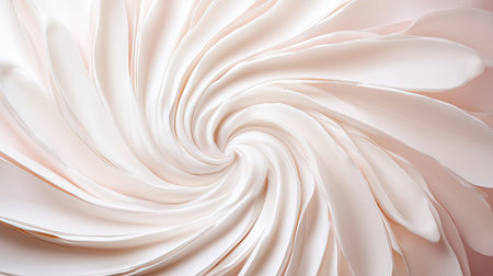 This abstract light cream swirl design showcases smooth petal-like curves, creating an elegant backdrop perfect for modern aesthetic projects and artistic expressions.の素材