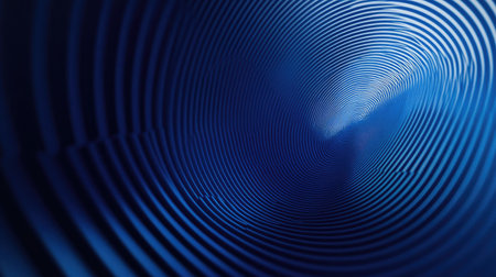 This striking abstract image depicts a deep blue tunnel featuring circular patterns and waves, creating a sense of depth and movement. Perfect for creative projects.の素材