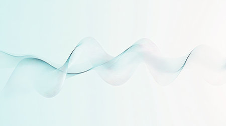 An ethereal abstract wave pattern on a light background, perfect for design projects. This minimalistic image conveys fluidity, elegance, and serenity.の素材
