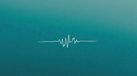 This image features an elegant sound wave design set against a soft turquoise background, embodying a minimalist and modern aesthetic perfect for various creative projects.の素材
