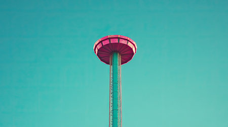 A striking observation tower stands tall against a turquoise sky, showcasing vibrant colors and a sense of adventure. Ideal for travel and entertainment themes.の素材