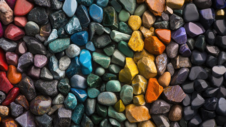 A stunning assortment of polished stones showcasing vibrant colors and unique textures, perfect for decorative use or artistic inspiration.の素材