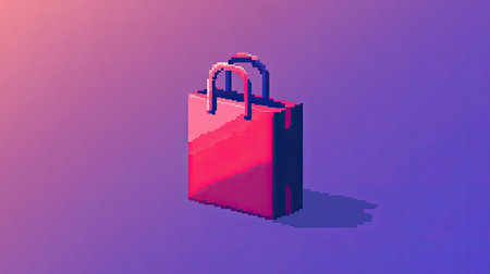 This colorful shopping bag icon features a minimalist design, perfect for e-commerce and retail projects. It stands out against a vibrant gradient backdrop.の素材