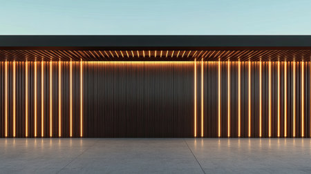 A contemporary architectural wall featuring stylish lighting elements that create a striking visual impression. Ideal for modern design projects.の素材