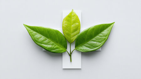 A captivating arrangement of fresh green leaves set against a clean white background, perfect for showcasing eco-friendly concepts and nature-inspired themes.の素材