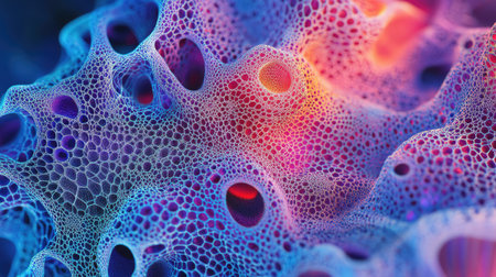 Explore a vibrant and colorful abstract texture featuring intricate bubbles and organic shapes. Perfect for art, design, or modern decor projects.の素材