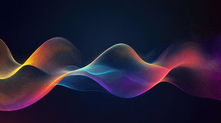 This digital artwork features a mesmerizing wave pattern with vibrant colors and smooth gradients. Ideal for backgrounds or design projects, it evokes energy and creativity.の素材