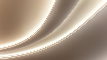 Elegant abstract curved lines with soft lighting in neutral tones create a serene atmosphere. The smooth textures add a contemporary touch to any design.の素材