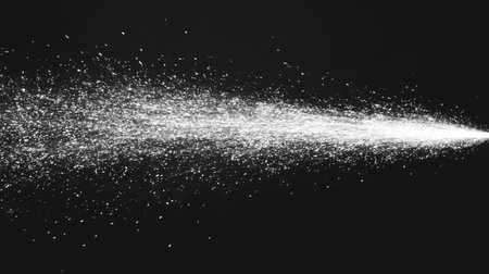 Captivating image of a water spray capturing the elegance of movement against a dark background, creating a striking visual impact that symbolizes freshness and beauty.の素材