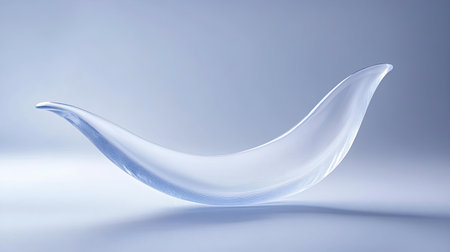 A striking transparent glass sculpture featuring elegant curves, creating a soft, calming atmosphere. Ideal for modern decor and artistic presentations.の素材