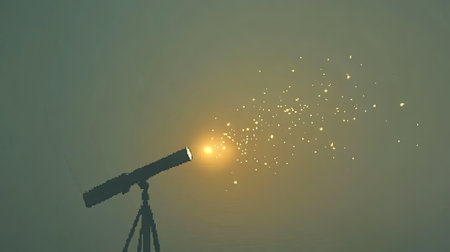 A stunning image of a telescope emitting starlight, symbolizing exploration and wonder in the universe. Perfect for themes of imagination and discovery.の素材