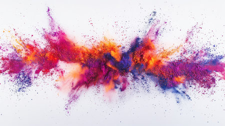 A stunning display of vibrant colors exploding in a creative burst against a white background, perfect for artistic projects, celebrations, and marketing materials.の素材